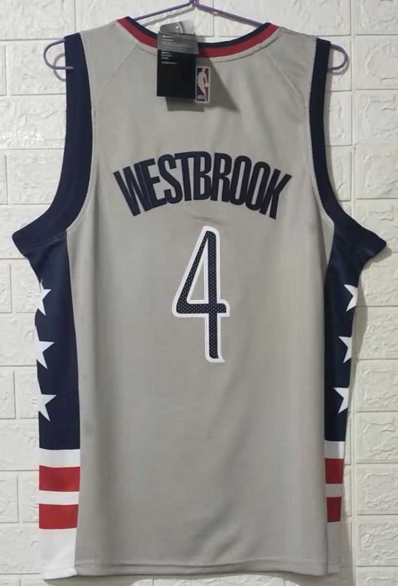 Men Washington Wizards 4 Westbrook gray city edition 2020 NBA jersey
